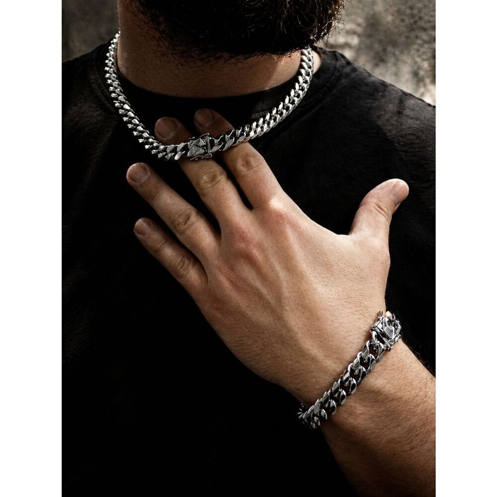 Stainless Steel Cuban Necklace & Bracelet Set